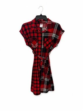 NOBO Red and Black Plaid Shirt Dress